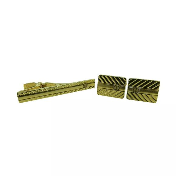 DUNHILL Cuffs 2 Item Set Gold Bracket Authentic USED